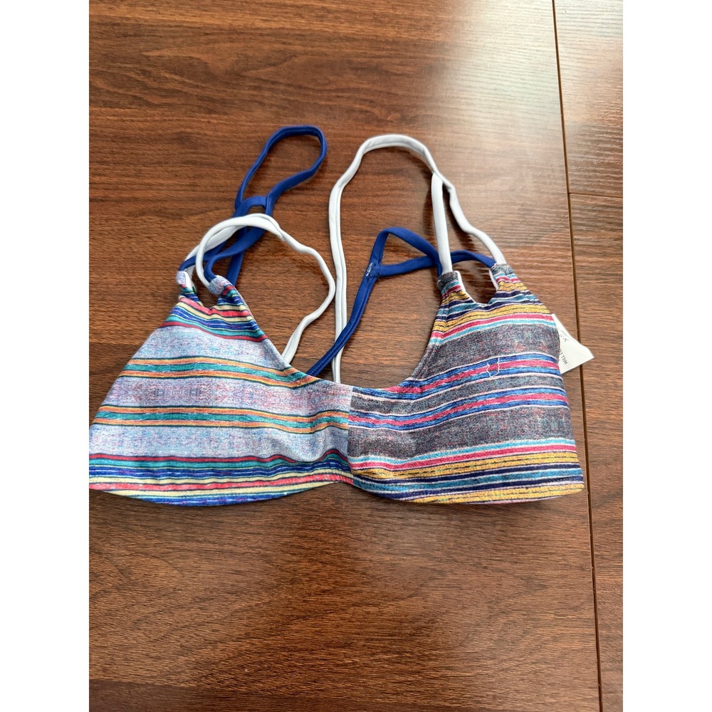 Niyama Sol Womens XS Multi Color Striped Strappy Back Recycled Bikini Top